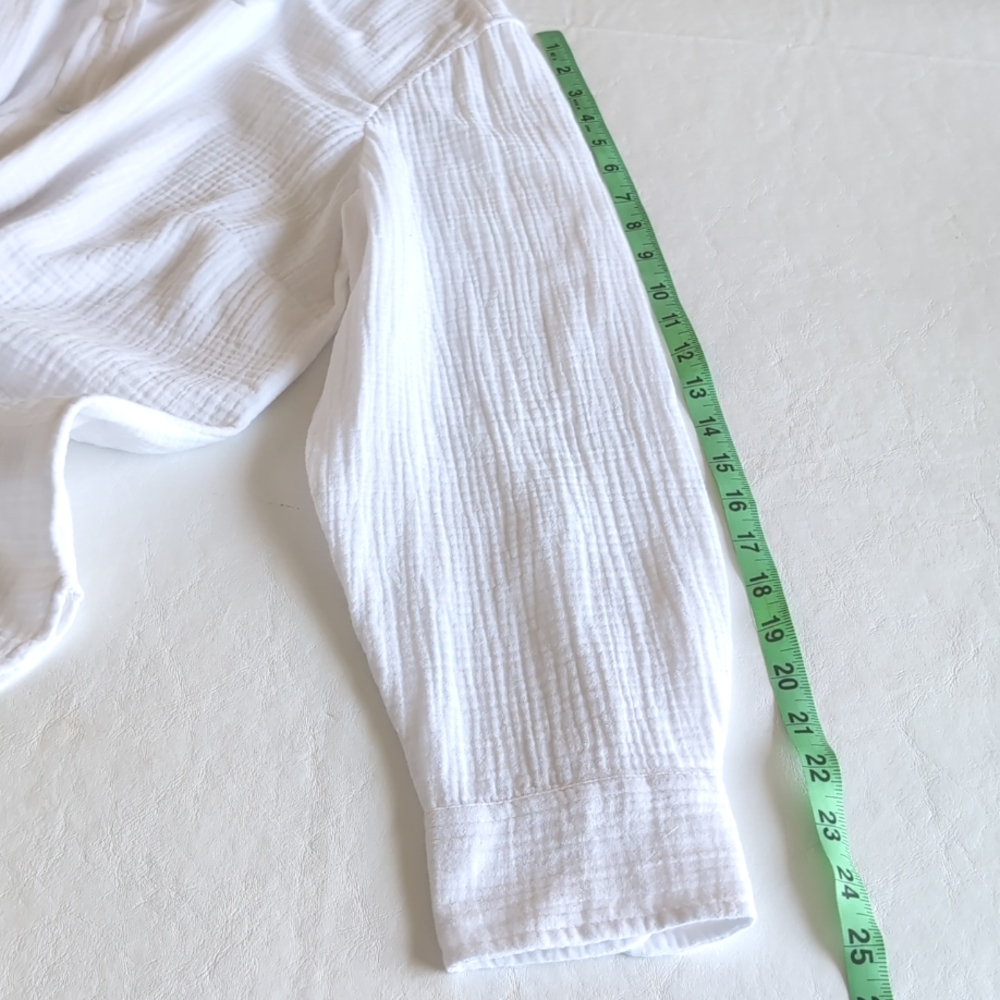Talbots White 100% Cotton Gauze Long Sleeved Button Up Top Women's Size 1X - Picture 7 of 11